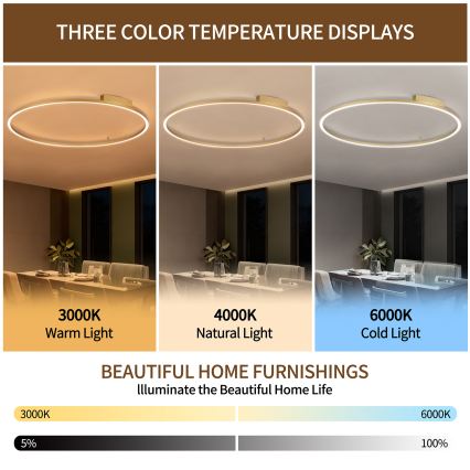 Brilagi - Plafoniera a LED dimmerabile PORTOFINO LED/85W/230V 3000-6000K Ø 120 cm oro + telecomando
