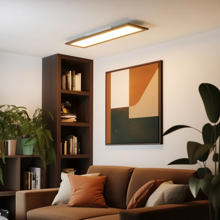 Brilagi - Plafoniera dimmerabile a LED SLIMFRAME WOOD LED/58W/230V 124x34 cm 3000-6000K marrone scuro + telecomando