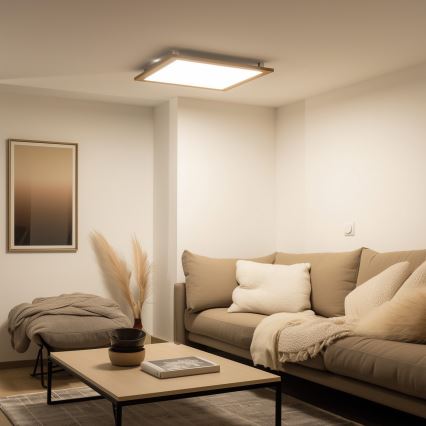 Brilagi - Plafoniera LED dimmerabile SLIMFRAME WOOD LED/58W/230V 64x64 cm 3000-6000K marrone + telecomando