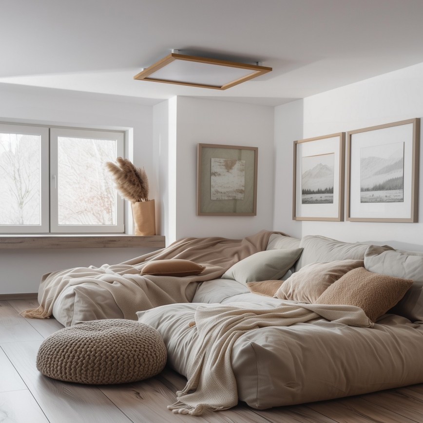 Brilagi - Plafoniera LED dimmerabile SLIMFRAME WOOD LED/58W/230V 64x64 cm 3000-6000K marrone + telecomando