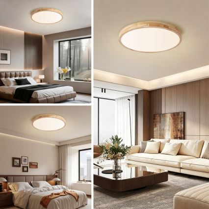 Brilagi - Plafoniera LED dimmerabile WOODLINE LED/72W/230V 3000-6000K rovere Ø 60 cm + telecomando