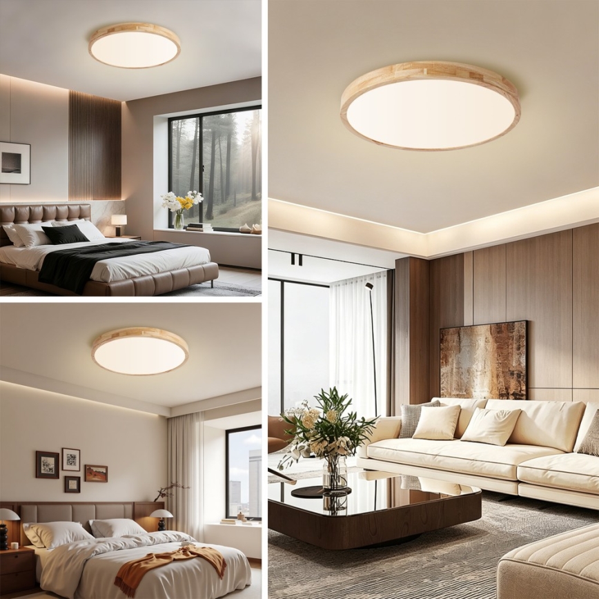 Brilagi - Plafoniera LED dimmerabile WOODLINE LED/72W/230V 3000-6000K rovere Ø 60 cm + telecomando