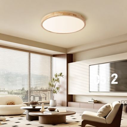Brilagi - Plafoniera LED dimmerabile WOODLINE LED/72W/230V 3000-6000K rovere Ø 60 cm + telecomando