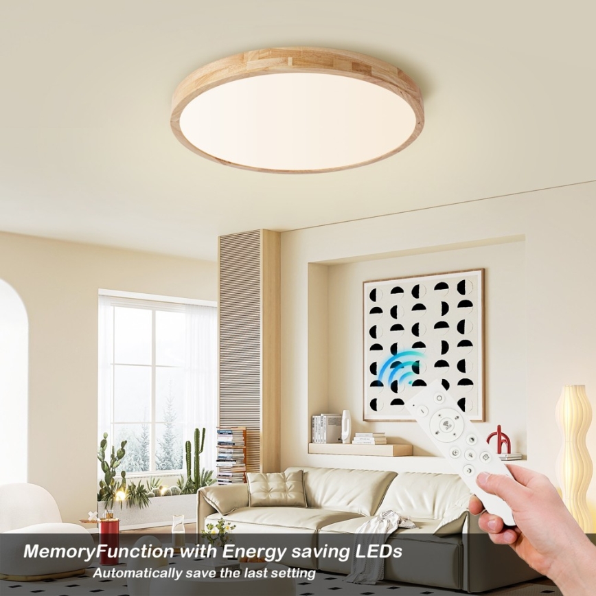 Brilagi - Plafoniera LED dimmerabile WOODLINE LED/72W/230V 3000-6000K rovere Ø 60 cm + telecomando