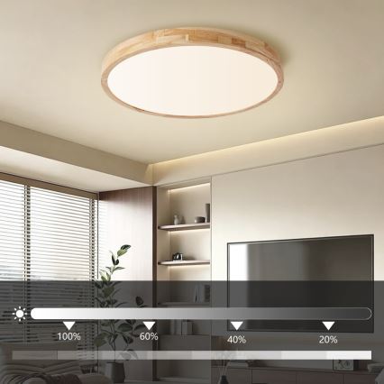 Brilagi - Plafoniera LED dimmerabile WOODLINE LED/72W/230V 3000-6000K rovere Ø 60 cm + telecomando