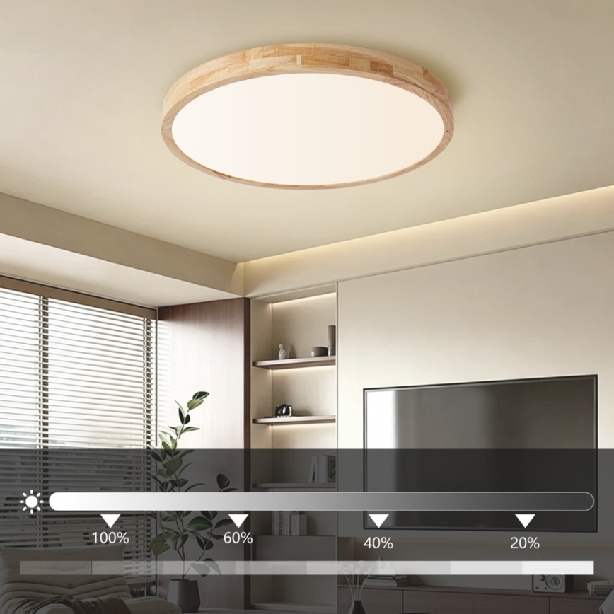 Brilagi - Plafoniera LED dimmerabile WOODLINE LED/72W/230V 3000-6000K rovere Ø 60 cm + telecomando