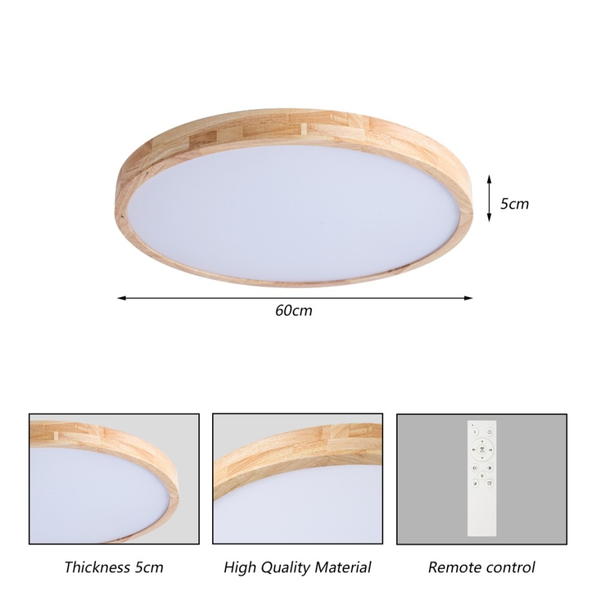 Brilagi - Plafoniera LED dimmerabile WOODLINE LED/72W/230V 3000-6000K rovere Ø 60 cm + telecomando