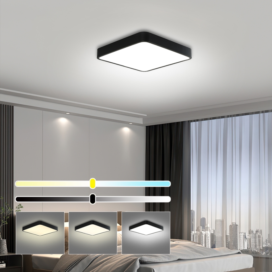 Brilagi - Lampada da soffitto dimmerabile a LED POOL SQUARE LED/36W/230V 3000-6000K 40x40 cm nero + telecomando