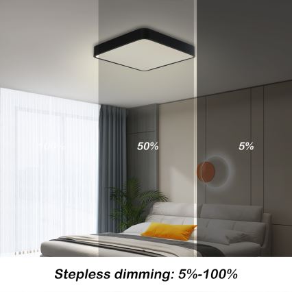 Brilagi - Lampada da soffitto dimmerabile a LED POOL SQUARE LED/36W/230V 3000-6000K 40x40 cm nero + telecomando