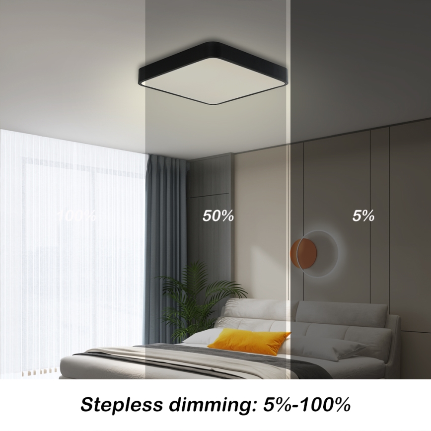 Brilagi - Lampada da soffitto dimmerabile a LED POOL SQUARE LED/36W/230V 3000-6000K 40x40 cm nero + telecomando