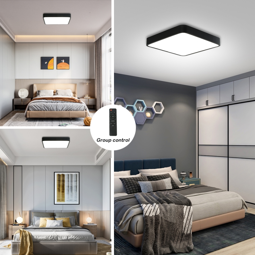 Brilagi - Lampada da soffitto dimmerabile a LED POOL SQUARE LED/36W/230V 3000-6000K 40x40 cm nero + telecomando