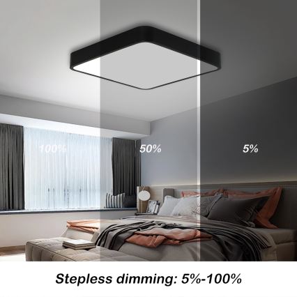 Brilagi - Lampada da soffitto dimmerabile a LED POOL SQUARE LED/48W/230V 3000-6000K 50x50 cm nero + telecomando