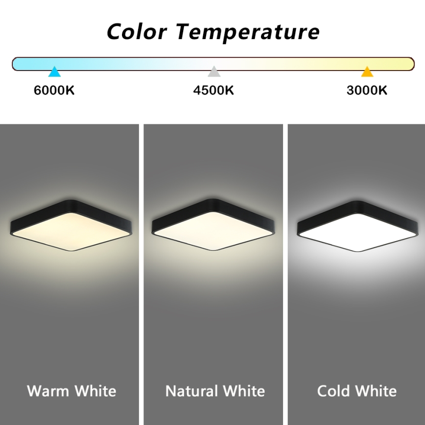 Brilagi - Lampada da soffitto dimmerabile a LED POOL SQUARE LED/48W/230V 3000-6000K 50x50 cm nero + telecomando