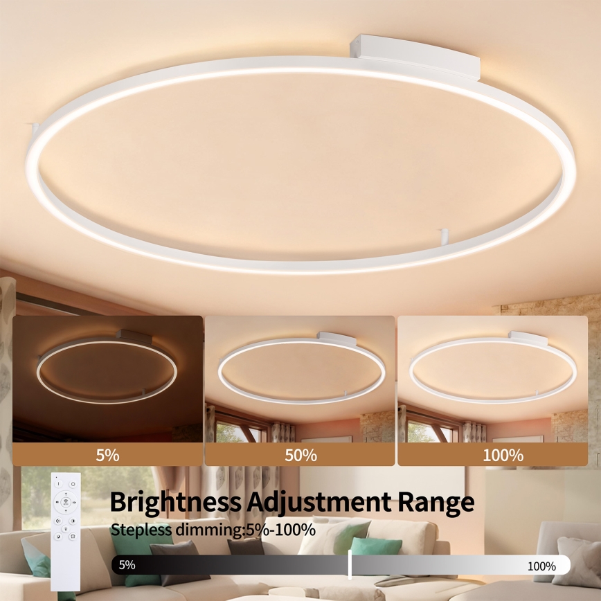 Brilagi - Plafoniera LED dimmerabile PORTOFINO LED/85W/230V 3000-6000K Ø 120 cm bianco + telecomando