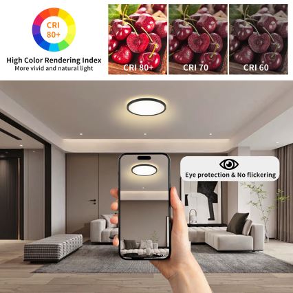 Brilagi - Lampada da soffitto dimmerabile a LED ULTRA SLIM LED/18W/230V 2700-6500K diam. 30 cm nero + telecomando