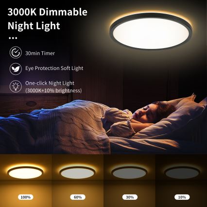Brilagi - Lampada da soffitto dimmerabile a LED ULTRA SLIM LED/18W/230V 2700-6500K diam. 30 cm nero + telecomando