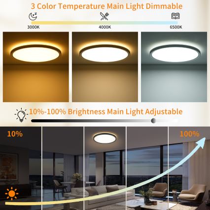 Brilagi - Lampada da soffitto dimmerabile LED ULTRA SLIM LED/24W/230V 2700-6500K diam. 42 cm nero + telecomando