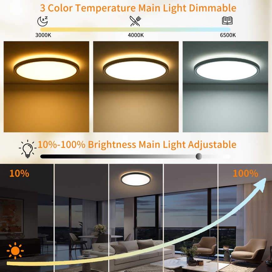 Brilagi - Lampada da soffitto dimmerabile LED ULTRA SLIM LED/24W/230V 2700-6500K diam. 42 cm nero + telecomando