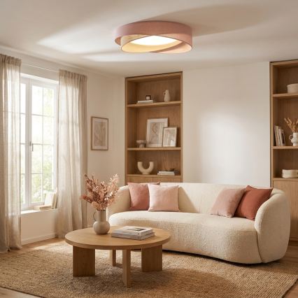 BRILAGI - Plafoniera LED dimmerabile VELVET TWIST LED/36W/230V 3000-6000K Ø 65 cm Wi-Fi Tuya Beacon rosa/beige + telecomando