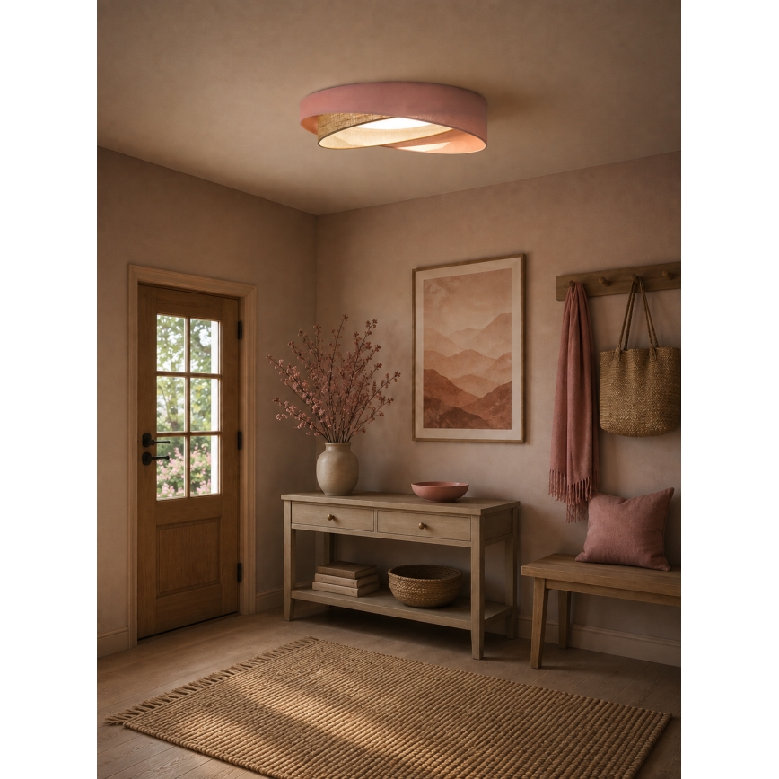 BRILAGI - Plafoniera LED dimmerabile VELVET TWIST LED/36W/230V 3000-6000K Ø 65 cm Wi-Fi Tuya Beacon rosa/beige + telecomando