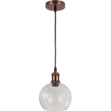 Brilagi - Lampada LED a sospensione con cavo RETRO GLASS 1xE27/60W/230V Ø 25 cm rame/trasparente