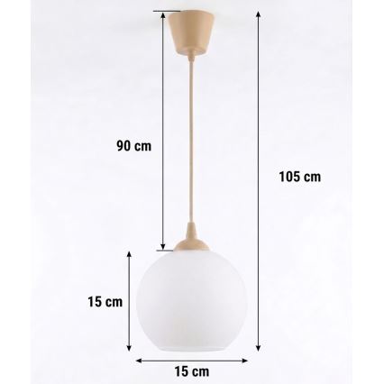 Brilagi - Lampada LED a sospensione su cavo RETRO GLASS 1xE27/60W/230V Ø 15 cm beige/bianco