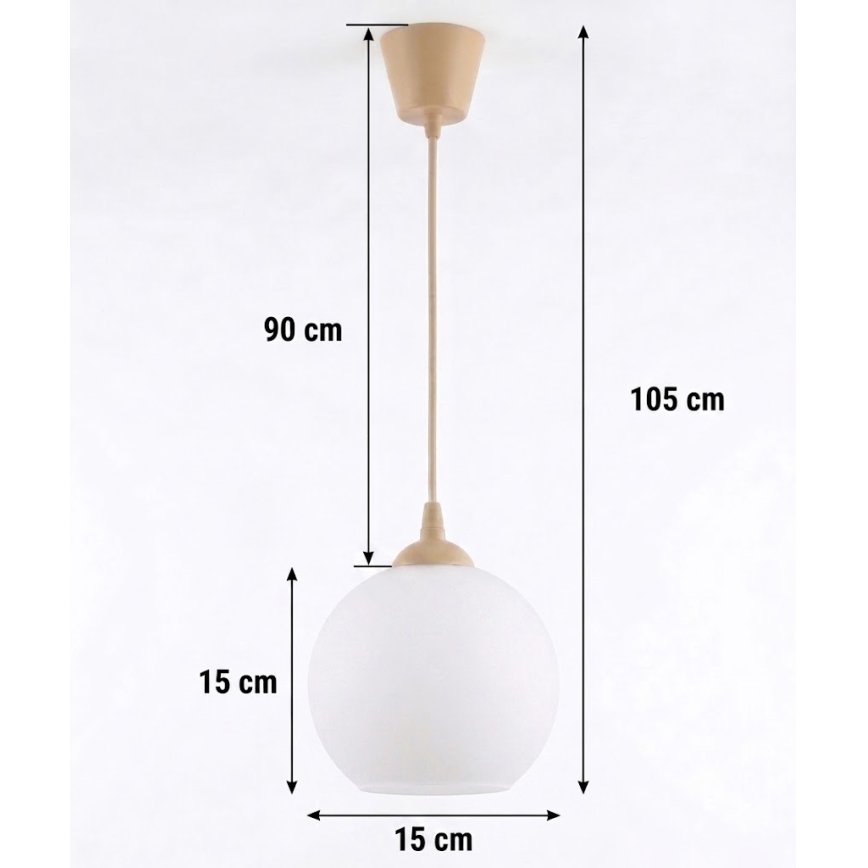 Brilagi - Lampada LED a sospensione su cavo RETRO GLASS 1xE27/60W/230V Ø 15 cm beige/bianco