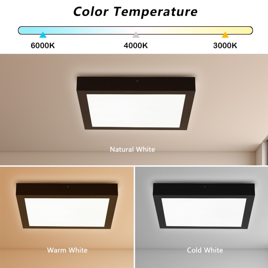 Brilagi - Plafoniera LED da bagno FRAME LED/24W/230V 30x30 cm 3000/4000/6000K IP44 nero