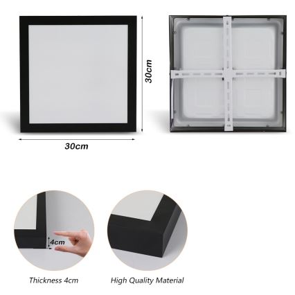 Brilagi - Plafoniera LED da bagno FRAME LED/24W/230V 30x30 cm 3000/4000/6000K IP44 nero