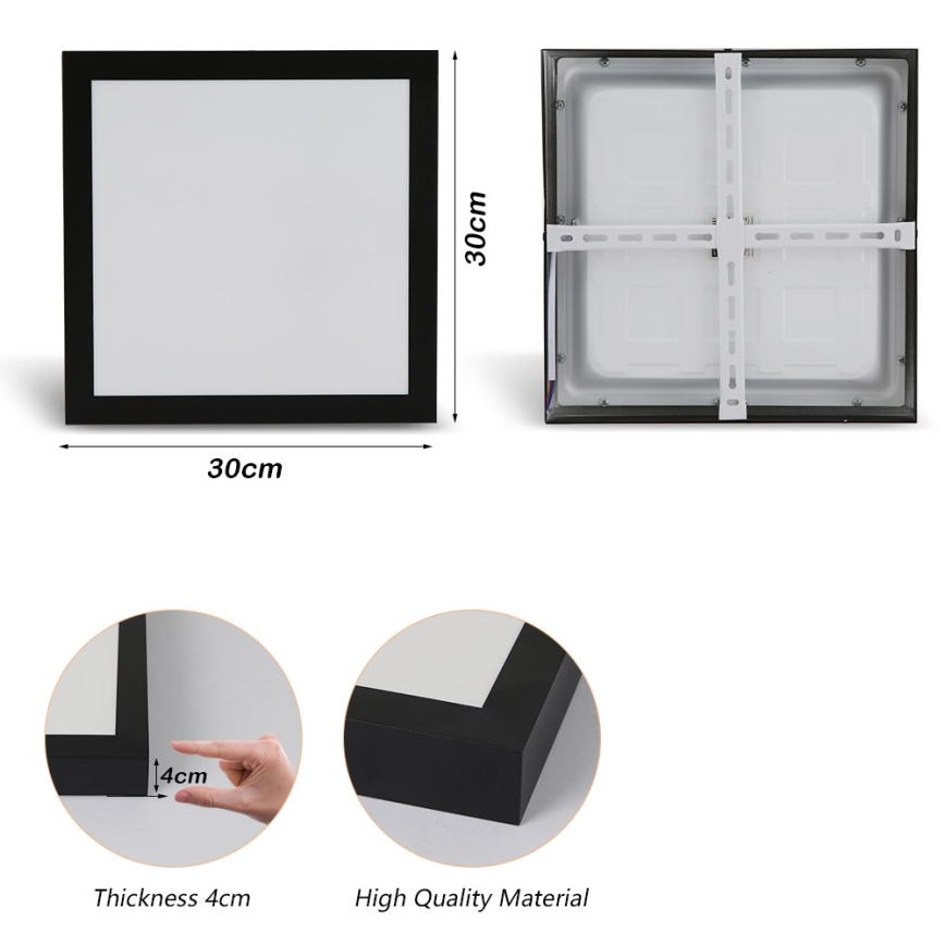 Brilagi - Plafoniera LED da bagno FRAME LED/24W/230V 30x30 cm 3000/4000/6000K IP44 nero