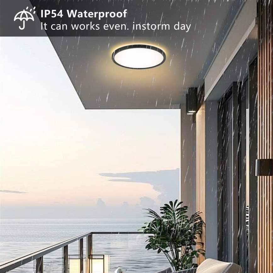 Brilagi - Plafoniera LED da bagno ULTRA SLIM LED/24W/230V diametro 42 cm nero IP54