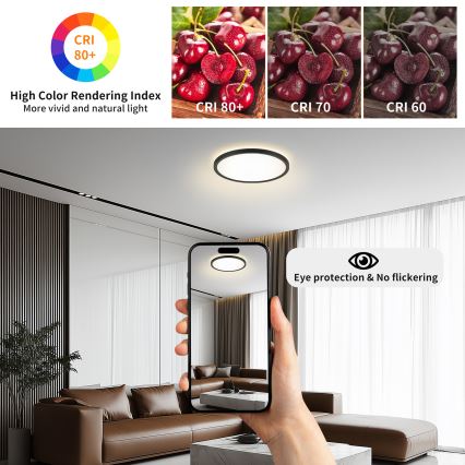 Brilagi - Plafoniera LED da bagno ULTRA SLIM LED/24W/230V diametro 42 cm nero IP54