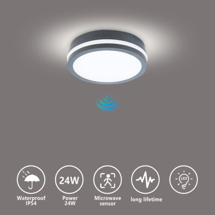 Brilagi - Lampada da esterno LED con sensore BENE LED/18W/230V Ø 22 cm antracite IP54