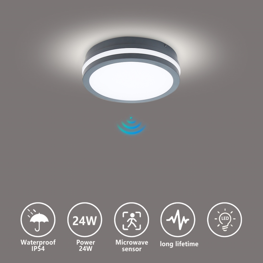 Brilagi - Lampada da esterno LED con sensore BENE LED/18W/230V Ø 22 cm antracite IP54