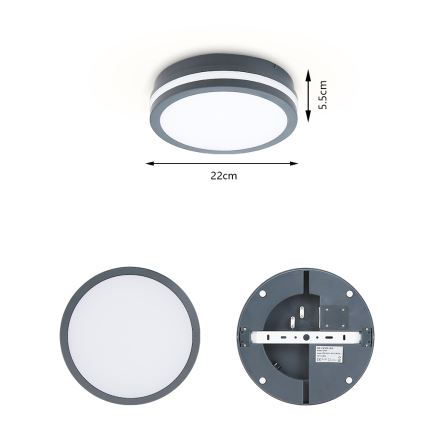 Brilagi - Lampada da esterno LED con sensore BENE LED/18W/230V Ø 22 cm antracite IP54