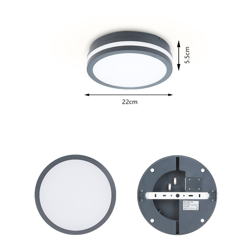 Brilagi - Lampada da esterno LED con sensore BENE LED/18W/230V Ø 22 cm antracite IP54