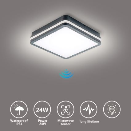 Brilagi - Lampada LED da esterno con sensore BENE LED/24W/230V 26x26 cm IP54 antracite