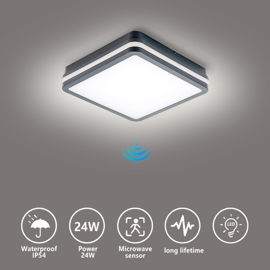 Brilagi - Lampada LED da esterno con sensore BENE LED/24W/230V 26x26 cm IP54 antracite