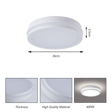 Brilagi - Plafoniera LED da esterno con sensore BENE LED/24W/230V Ø 26 cm bianco IP54