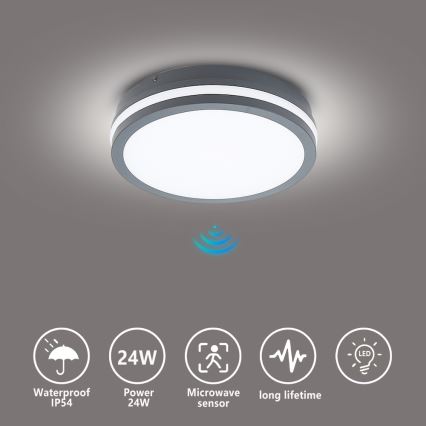 Brilagi - Lampada da esterno con sensore BENE LED/24W/230V Ø 26 cm antracite IP54
