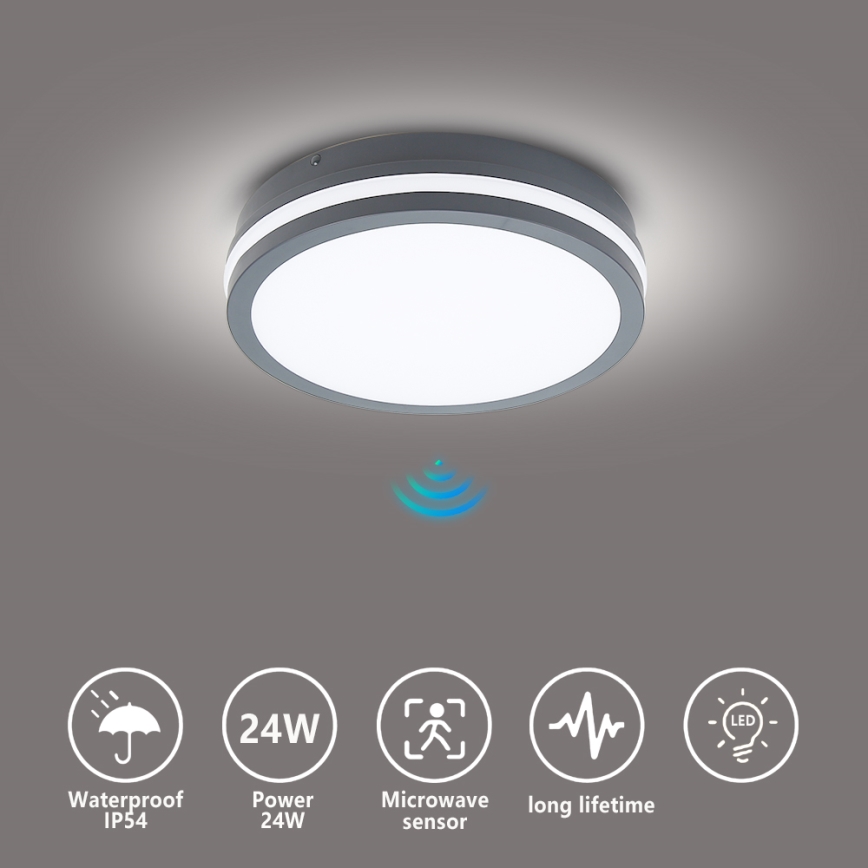 Brilagi - Lampada da esterno con sensore BENE LED/24W/230V Ø 26 cm antracite IP54