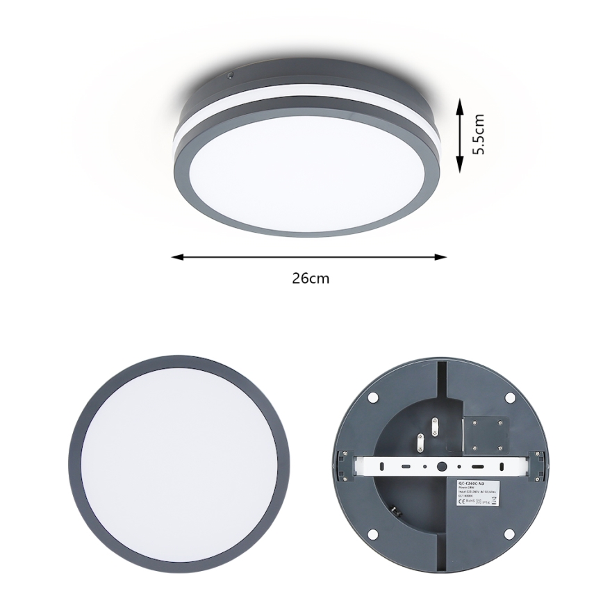 Brilagi - Lampada da esterno con sensore BENE LED/24W/230V Ø 26 cm antracite IP54