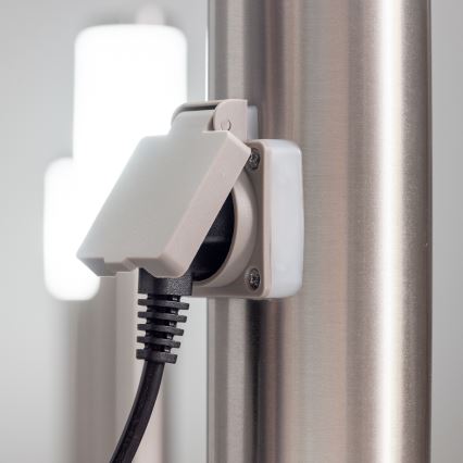 BRILAGI - ELIA, lampada LED da esterno dimmerabile con presa integrata, 1xE27/6W/230V, 2700-6500K, IP44, Wi-Fi, 50 cm, cromo opaco