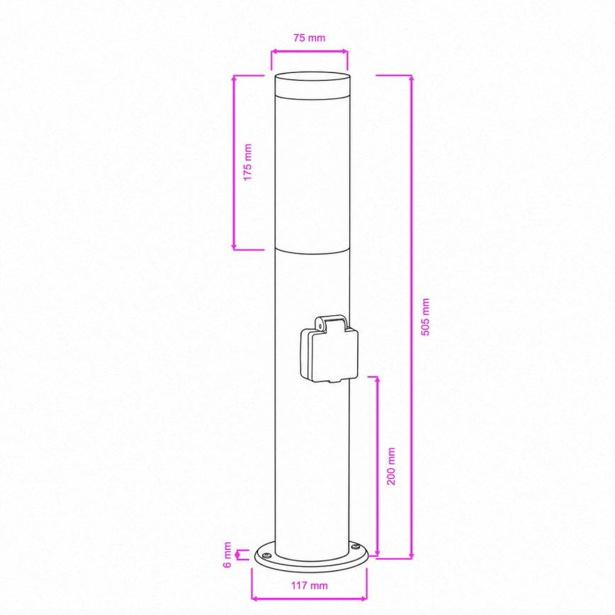 BRILAGI - ELIA, lampada LED da esterno dimmerabile con presa integrata, 1xE27/6W/230V, 2700-6500K, IP44, Wi-Fi, 50 cm, cromo opaco