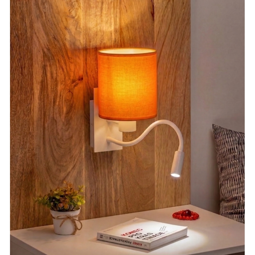 Brilagi - Applique flessibile a LED NUBILA 1xE27/25W/230V + LED/3W bianco/arancione