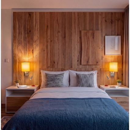 Brilagi - Lampada da parete flessibile a LED NUBILA 1xE27/25W/230V + LED/3W cromo opaco/arancione