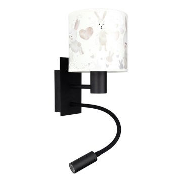 Brilagi - Lampada LED da parete flessibile per bambini BOBO 1xE27/25W/230V + LED/3W nero/bianco/coniglietti