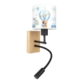 Brilagi - Lampada LED da parete flessibile per bambini BOBO WOOD 1xE27/25W/230V + LED/3W rovere/nero/bianco/blu/orsetti