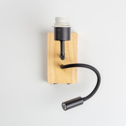 Brilagi - lampada da parete flessibile a LED NUBILA WOOD 1xE27/25W/230V + LED/3W rovere/nero/grigio chiaro