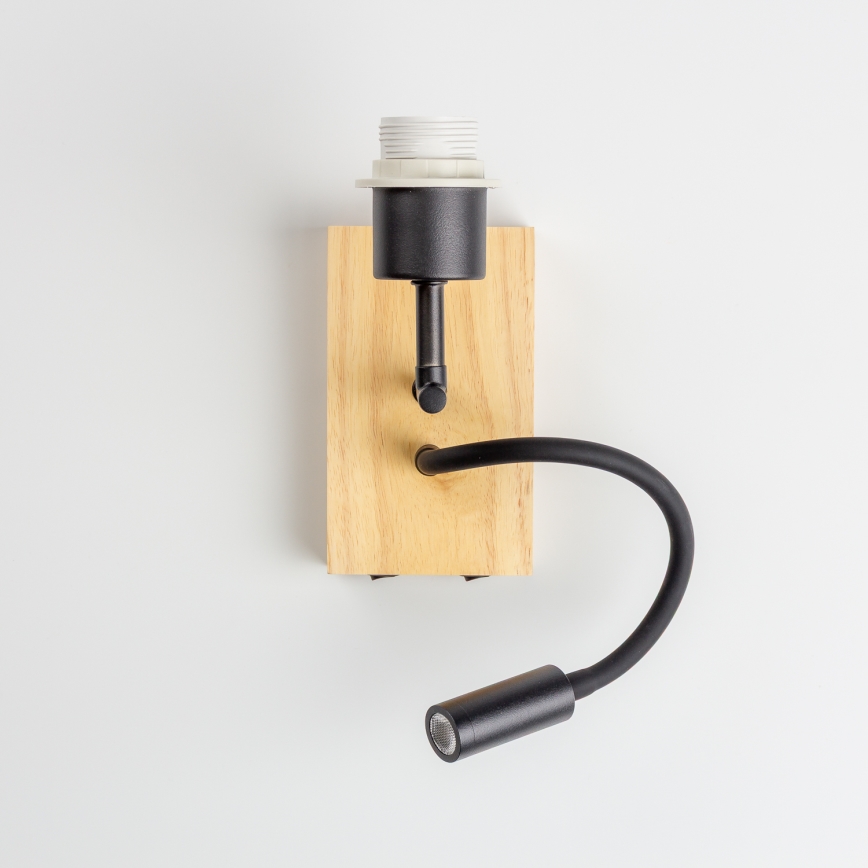 Brilagi - lampada da parete flessibile a LED NUBILA WOOD 1xE27/25W/230V + LED/3W rovere/nero/grigio chiaro